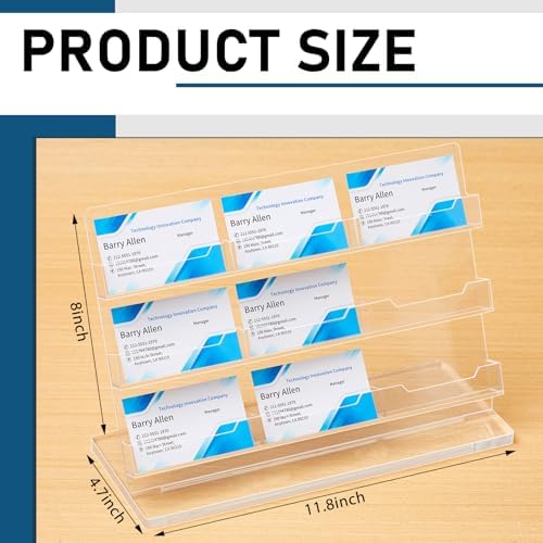 Dunzoom 2 Pack Business Card Holder for Desk 9 Slots Freestanding Clear Acrylic Business Card Holder Display Stand Multiple Organizer for Office Meeting Exhibition Home - Image 2