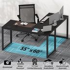 SHW 55 x 60 Commercial-Grade L-Shape Corner Office Computer Desk, Black - Image 4