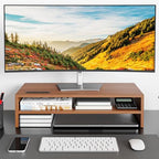 BONTEC Wood Monitor Stand Riser, 2-Tier Desktop Organizer - Image 2