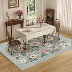 DUKINO 8x10 Area Rugs, Floral Washable Living Room Rug Non Slip, Sage Green - Image 4