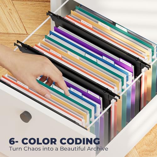 SUIN Expanding Hanging File Folders, 7 Pockets Accordion Organizer, Letter Size 1.2" Expansion with Color Tabs for Filing Cabinets (6) - Image 4