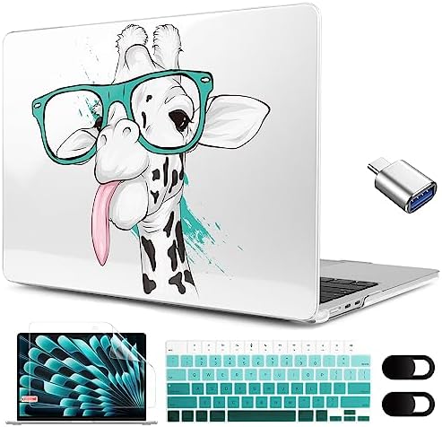 MEEgoodo for M5/M4/M3/M2 MacBook Air 15 inch Case 2026 2025 2024 2023, Case Fit Model (A3448/A3241/A3114/A2941) for MacBook Air 15.3 inch, Funny Giraffe by MEEgoodo