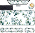 Keyboard Wrist Rest and Mouse Pad with Wrist Support Set Ergonomic Coaster,Memory Foam,Easy Typing Pain Relief,Large XL Desk Mat 31.5"x 11.8",Grass Leaves by CICPLKSE