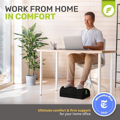 ErgoFoam Adjustable Foot Rest for Added Height - Mesh Orthopedic Teardrop Design - Large Premium Under Desk Foot Rest - Most Comfortable for Lumbar, Back, Knee Pain (Black) - Image 2