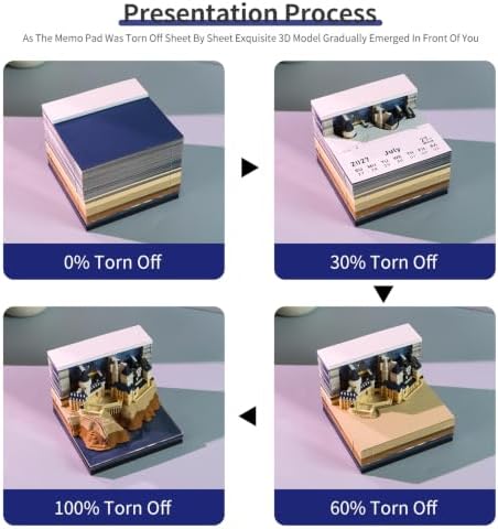 3D Calendar 2027, Desk Time Piece Calendar 2027,Tear-Away 3D Paper Art Notepad w LED Lights,Creative 3D Memo Artsy Pad Calendars, DIY Paper Carving Gift (B) - Image 4