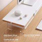 Fenge 42.5-Inch Monitor Stand with 2 Flexible Drawers, White - Image 4