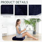 HIGOGOGO Tufted Corduroy Recliner Seat Cushion for Elderly, High Density Foam Large Square Seat Cushion for Recliner Chair, Floor Pillow, Office Chair, Car, No Pressure on Thighs, 20x20x4, Navy - Image 4
