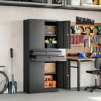Yizosh Metal Garage Storage Cabinet with Locking Doors and Adjustable Shelves, 71" Tool Storage Cabinet with 2 Drawer for Garage,Warehouse - Image 6