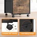 VINGLI 3 Drawer File Cabinet 34.8” Height, Rolling File Cabinet Mobile Tall File Cabinet with Wheels, Fabric Drawers Printer Stand for Home Office, Fits Letter Size, Rustic Brown - Image 5