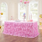 leegleri 9ft Baby Pink Tutu Table Skirt Tulle Table Skirt for Rectangle&Round Tables,Tutu Ruffle Tablecloth for Princess Girls 1st Baby Girl Birthday Party,Baby Shower Decoration,Gender Reveal - Image 6