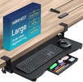 Keyboard Tray | Under Desk Keyboard Tray Slide Out w/Adjustable C-Clamps for Desks Up to 1.5-Inch-Thick | Clamp On Drawer with 1x USB-C to 4 USB-A Hub and 1x Five-Cable Management Organizer by Unknown