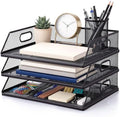 3 Pcs Stackable Letter Tray Metal Paper Tray Desk Organizer, Black by Unknown