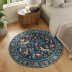 DUKINO 4ft Round Rug, Washable Animal Round Area Rug Non Slip, Navy Blue - Image 3