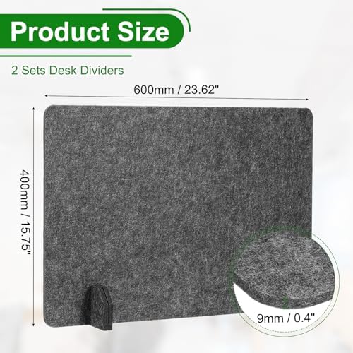 PATIKIL Desk Dividers 24" x 16", 2 Pack Desk Privacy Panel Freestanding Noise Reducing Partition Acoustic Panel with 4Pcs Support Feet for Testing Office Home Library, Dark Gray Style C - Image 2