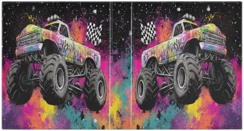 Monster Truck Moon Round Ring Binders 1.5 Inch 3 Ring Binder with Clipboard Holds 200 Sheets Office Home School - Image 2