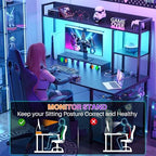 Cyclysio 47'' Gaming Desk with Hutch and Reversible Storage Shelves, Black - Image 4