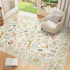 DUKINO 3x5 Rug, Washable Animal Area Rug for Bedroom Non Slip, Beige - Image 3