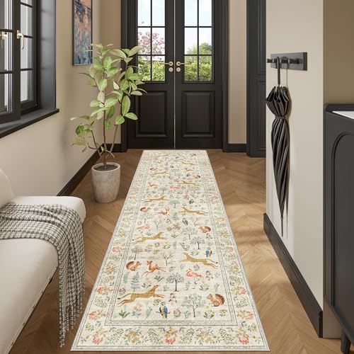 DUKINO 2x6 Runner Rug, Washable Animal Kitchen Rugs Non Slip, Beige - Image 6