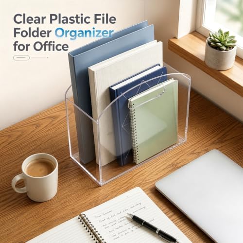 Clear Acrylic Magazine File Holder, Desk Organizer with Handle - Image 6