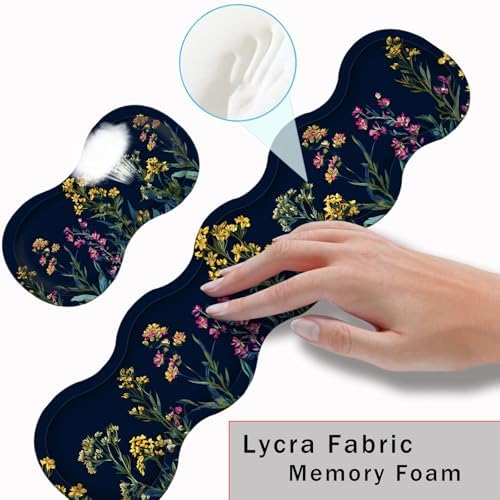 Keyboard Wrist Rest and Mouse Pad with Wrist Support Set Ergonomic Coaster,Memory Foam,Easy Typing Pain Relief,Large XL Desk Mat 31.5"x 11.8",Garden Flowers - Image 5