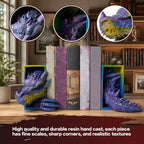 Dragon Bookends Ornaments, Gothic Fantasy Bookends, Book Lovers Unique Resin Shelf Holder Set, Functional Resin Animal Statue Sculpture Book Holder for Home Office Bookshelf（Gold） - Image 6