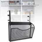 Fockety Desk Side Storage, No Drill Steel Under Desk Storage Laptop Holder, Mesh Hanging Desk Organizer, Clamp On Desk Shelf, Side Desk Organizer, Desk Storage Holder for Office and Home - Image 3