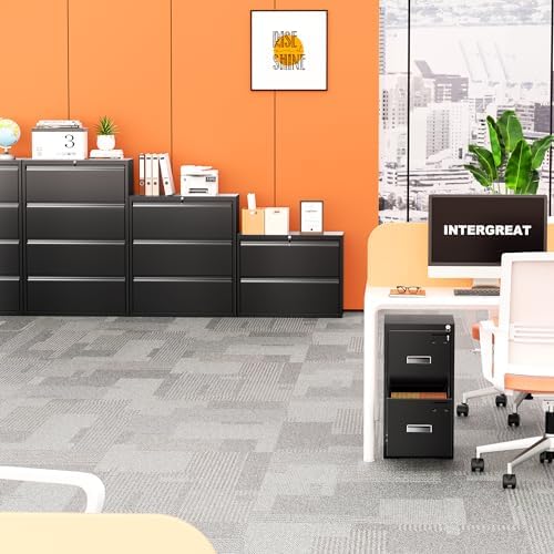 INTERGREAT Lateral File Cabinet 3 Drawer, Metal File Cabinets for Home Office, Locking File Cabinet for Letter/Legal/F4/A4 Size Hanging Files, Easy Assembly, Black - Image 2