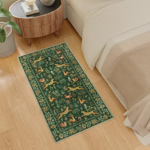 DUKINO 2x4 Rug for Entryway, Animal Washable Runner Rug for Kitchen, Green - Image 4