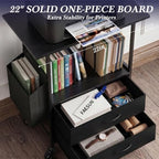 Faesun Printer Stand with Storage, 22'' Rolling Printer Table with 2 Fabric Drawers, File Cabinet for Home Office, Small Office Storage Cabinet with Side Pocket & Dividers, Black - Image 4