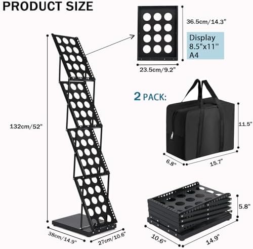 Foldable Brochure Display Stand with Carrying Bag, Literature Stand, 2 Pack - Image 4