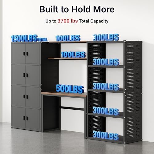 FLEXIMOUNTS 117" L Modular Garage Storage Cabinet with Workbench, Black - Image 6