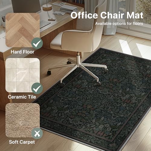 48"x72" Office Chair Mat for Hardwood Floor, Non-Slip Washable Dark Green - Image 3