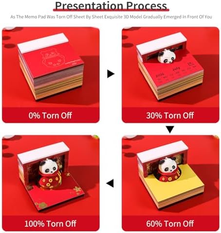 3D Memo Pad, 3D Calendar 2027, Time Piece Calendar, Tear-Off Calendars 2027, 3D Paper Carving Art Memo Pad, Art Carving Sticky Notes for Office Home Gifts Ornaments (Lucky Bag Panda) - Image 4