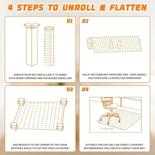 Office Chair Mat for Carpet Floors, Desk Mats 48"X36" for Rolling Desk on Low Pile Carpets, Rectangle Computer Gaming Plastic Floor Mats for Office Chair on Carpet, Flat Without Curling - Image 7