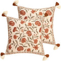 ISAENNE Vintage Linen Square Throw Pillow Cover,Set of 2,18"x18"-Albano A by Isaennehomedecoration