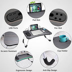 Slendor Foldable Lap Desk with Cup Holder for Bed, Couch, Floor - Image 4