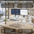 32 Inch Height Adjustable Stand Up Desk Riser, Heavy Duty Computer Workstation with Removable Keyboard Tray - Ergonomic Design for Home Office Workshop Gaming, Spacious Platform(White) - Image 3