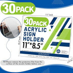 Aheroi Acrylic Sign Holder 8.5x11, Plastic Sign Holder Standing Bulk 30Pcs - Image 2