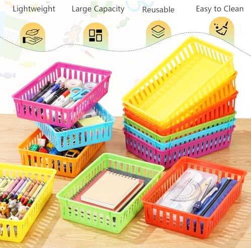 Wenqik Set of 12 Small Plastic Baskets for Organizing, Colorful - Image 4