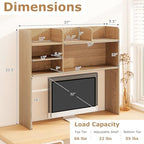 BECOMFORT Desk Hutch, Desk Organizer Shelf w/ 6 Storage Compartments, up to 32” Monitor, Wooden Display Rack, Desktop Bookshelf for Vanity Dressing Tabletop College Dorm Home & Office - Image 3