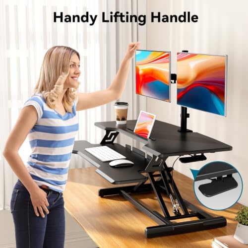 35" Standing Desk Converter, Quick Sit to Stand Desk Riser - Image 5