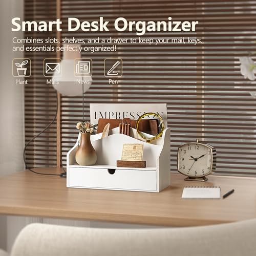 Rebee Vision Mail Organizer for Desk with 4-Slot Letter Home Decor, White - Image 3