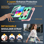 Case for iPad (A16) 11th/10th Generation 11/10.9 Inch 2025/2022, Ubearkk for iPad a16 case with Screen Protector, 360 Degree Rotating Stand Shoulder Strap Pencil Holder,Rose Mint - Image 3