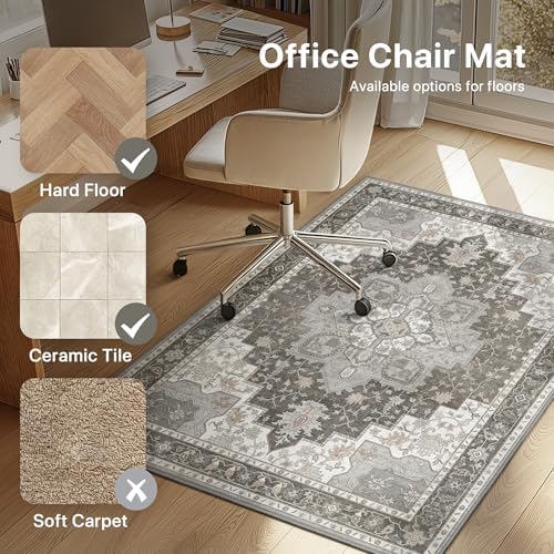 36"x48" Office Chair Mat for Hardwood Floor, Non-Slip Washable Tawny Grey - Image 3