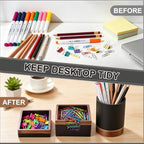 Set of 4 Modern Aesthetic Desk Accessories Organizer Set Minimalist Neutral Home Office Decor Desk Supplies for Men-Pen, Business Card Holder, Sticky Note, Paper Clip Holder (Black) - Image 5