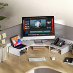 FITUEYES Dual Monitor Stand Riser, Adjustable Length and Angle, White - Image 6