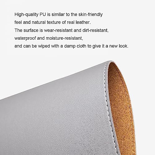 Ruby Lil Waterproof Leather Mouse Pad, Natural Cork & PU Leather Dual Side, Office Desk Writing Mat with Stitched Edge for Office Work/Home/Decor,Black,100x50cm - Image 2