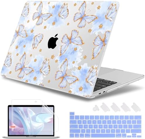 May Chen for MacBook Pro 16 inch A2141 2020 2019 Release, Screen Protector & Keyboard Cover Plastic Soft-Touch Case for MacBook Pro 16-inch with Touch Bar & Touch ID - Blue Butterfly by MayChen