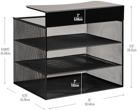 Mind Reader Slide-On Under Desk File Organizer, No Tools Required, Hanging Storage for Laptops, Folders, and Notebooks, Metal, Black - Image 3