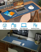 Desk mat Large, Leather Desk Pad Protector,Office Desk Mat,Mouse Pad, Non-Slip Desk Blotter, Laptop Desk Pad, Waterproof Desk Writing Pad for Office&Home (Grey Blue, 48" x 24") - Image 6